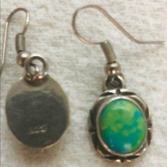 Sterling silver dangle earrings.  A little over an inch in length - Picture 5 of 8